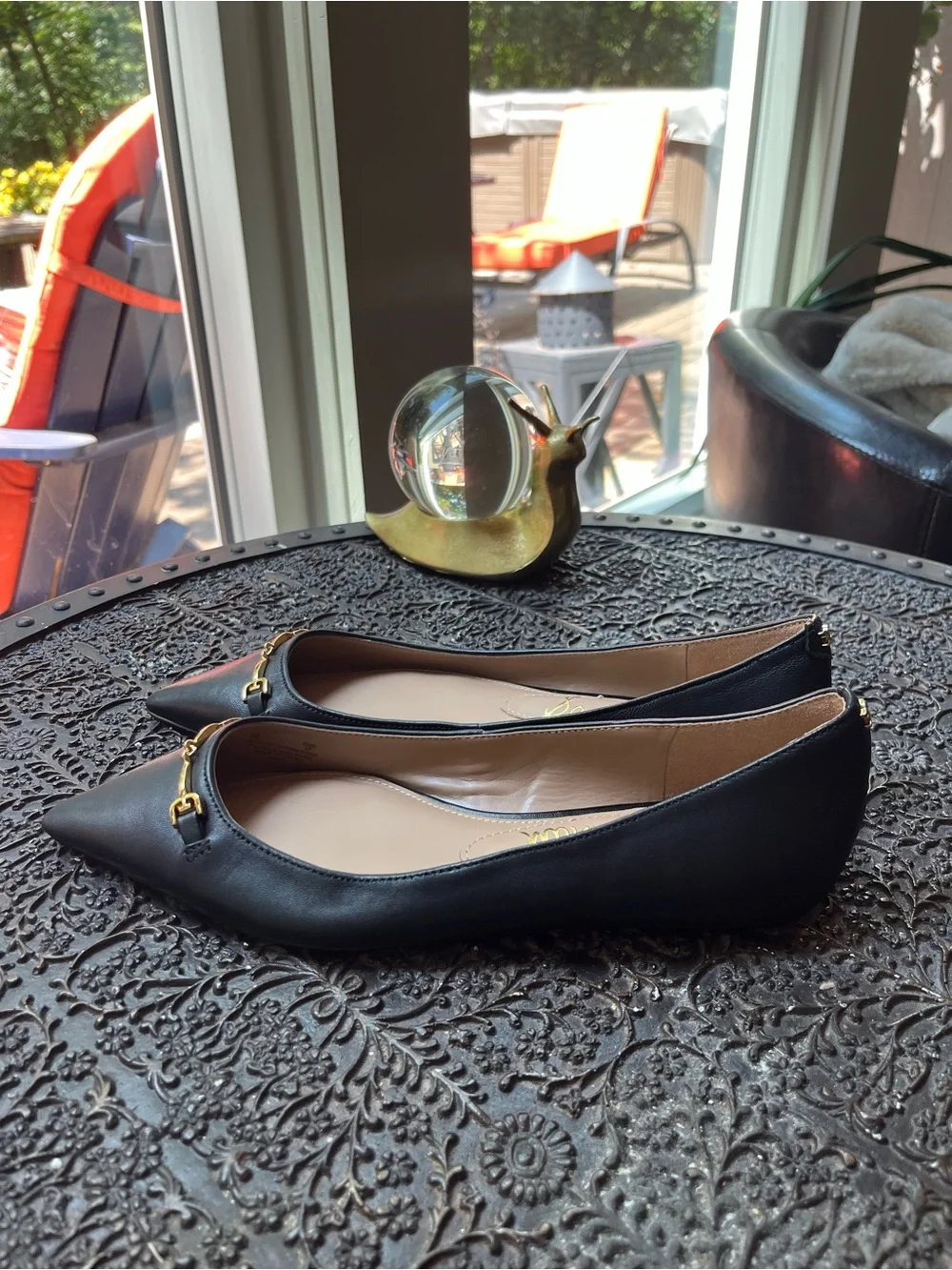 SAM EDELMAN NORI POINTED TOE BALLET FLATS BLACK 7